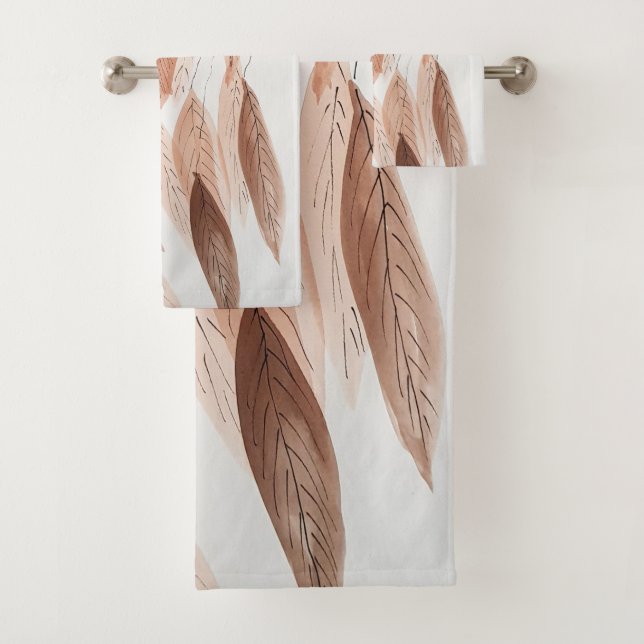 Aquarelle Feuilles Brown Terracotta Beige Blush (En situation)