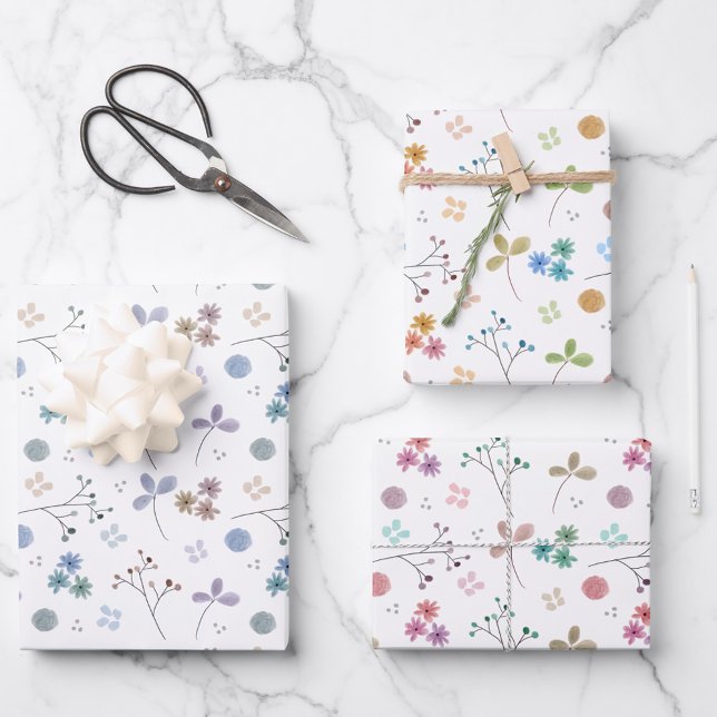 Aquarelle Feuilles d'enveloppement Floral | 3 feui (Créateur téléchargé)