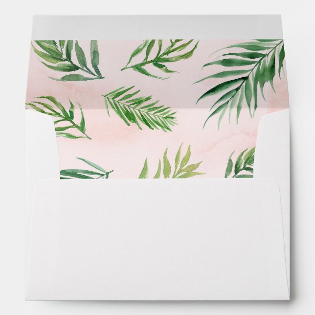 Aquarelle Feuilles tropicaux Enveloppe d'adresse d (Dos (Bas))