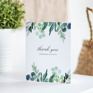 Aquarelle feuillue Carte de remerciements Mariage