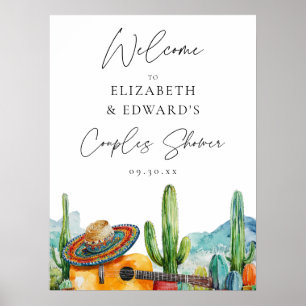 Aquarelle Fiesta Couples Affiche de bienvenue douc