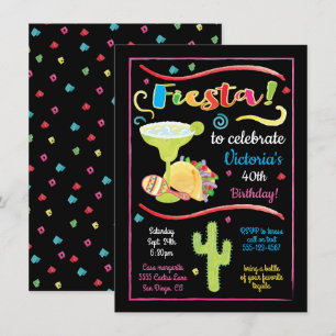 Aquarelle Fiesta mexicaine Invitation d'anniversai
