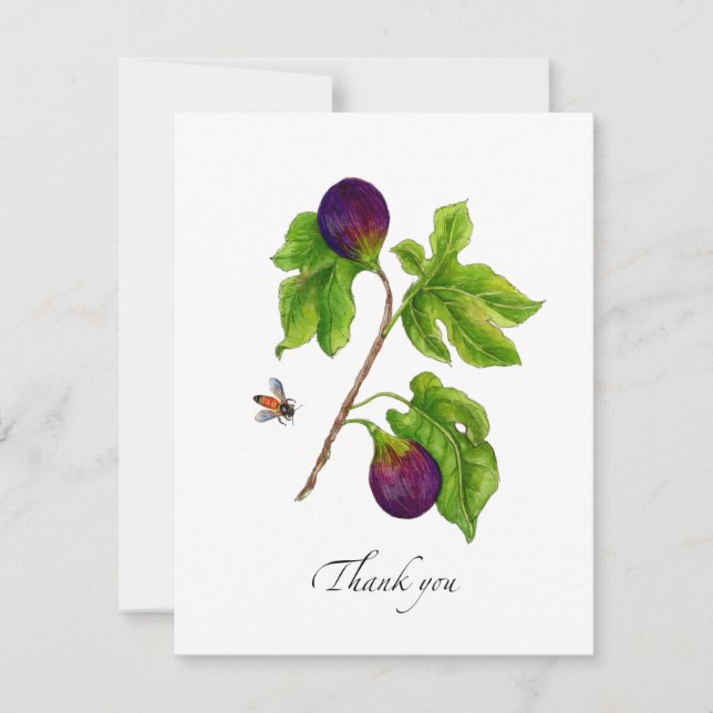 Aquarelle Fig Carte de remerciements botanique pla (Devant)