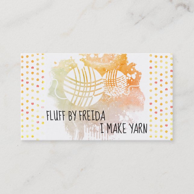 Aquarelle fil tricot crochet carte de visite (Devant)