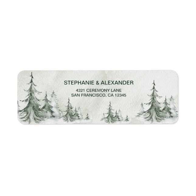 Aquarelle Fir Trees Mariage d'hiver (Devant)