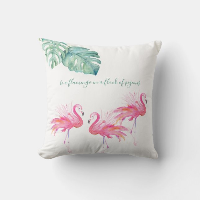 Aquarelle Flamant rose rose Jeu oreiller (Recto)