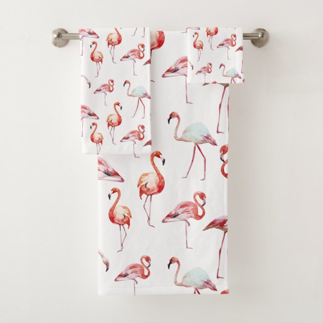 Aquarelle Flamant rose rose tropicale (En situation)