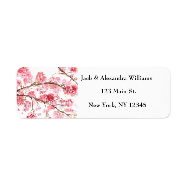 Aquarelle Fleur de cerisier rose Adresse de retour (Devant)