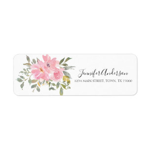 Aquarelle Fleur Florale Rose Pâle Luxuriante