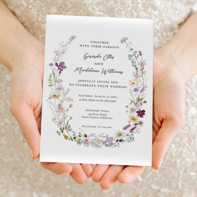 Aquarelle fleur sauvage élégante invitation de mar (Créateur téléchargé)