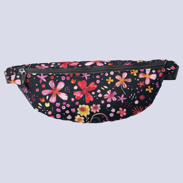 Aquarelle Fleur sauvage foncé (Watercolor floral fanny pack)