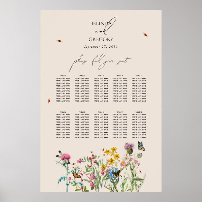 Aquarelle Fleur sauvage Jardin Mariage Tableau de  (Devant)
