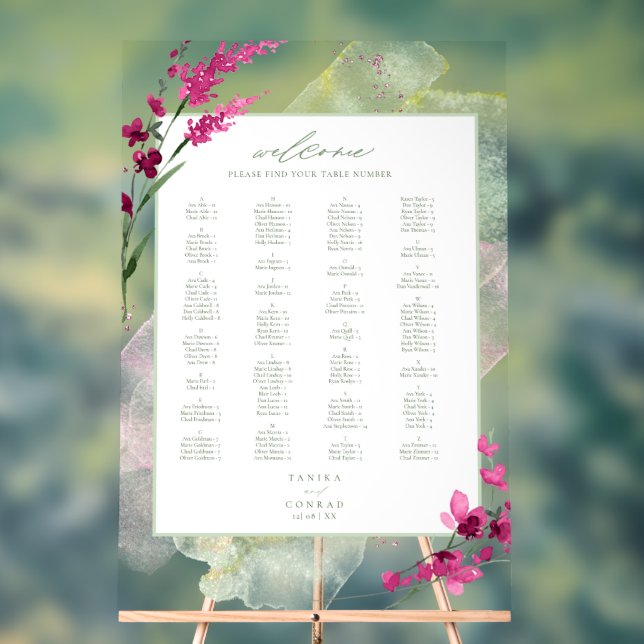 Aquarelle fleur sauvage Mariage Bienvenue Fchsia I (Neutre)