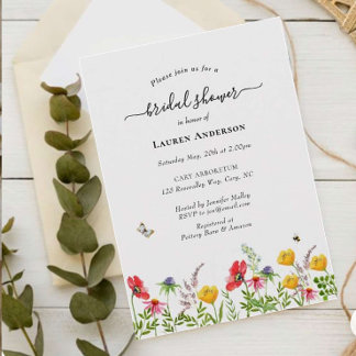 Aquarelle fleur sauvage nuptiale invitation