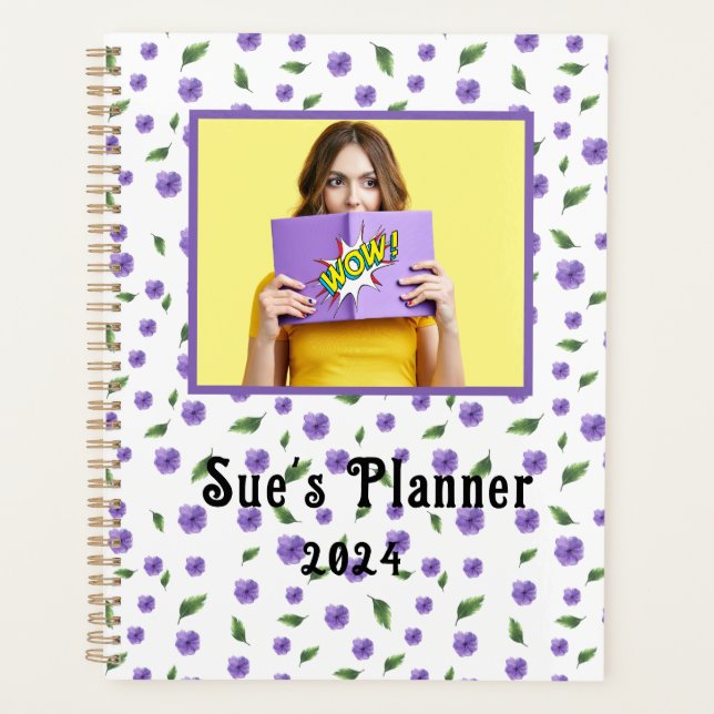 Aquarelle Fleur violet 2024Planner personnalisé (Devant)