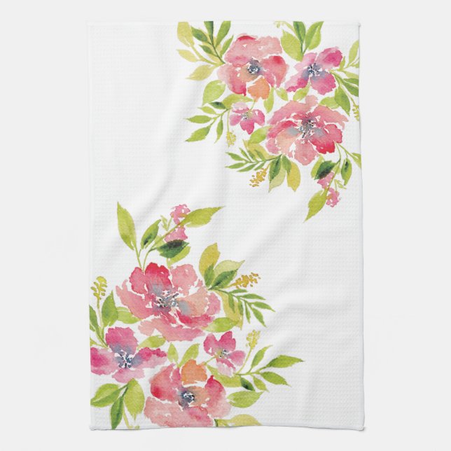 Aquarelle fleurie motif Serviettes de cuisine (Vertical)