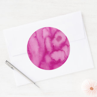 Aquarelle fleurit Sticker rond rose classique