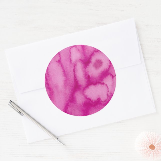 Aquarelle fleurit Sticker rond rose classique (Enveloppe)