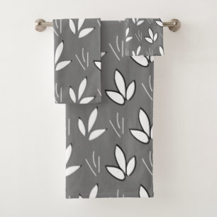 Aquarelle Fleurs blanches Gris Motif Floral