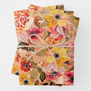 Aquarelle Fleurs d'automne Envelopper les feuilles