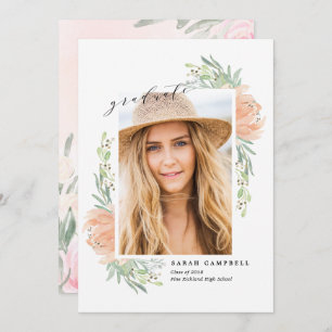 Aquarelle/fleurs de carte d'obtention du diplôme