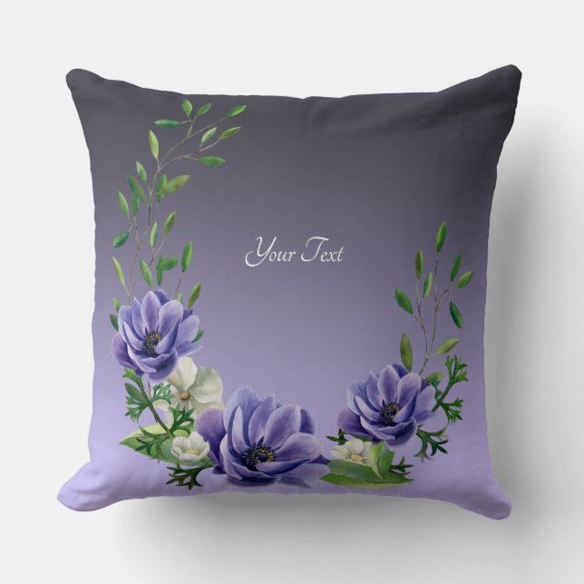 Aquarelle Fleurs pourpres Lancer Oreiller (Recto)