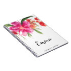 Aquarelle Fleurs roses Carnet personnalisé Posy