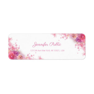 Aquarelle Fleurs Roses Chic Script manuscrit