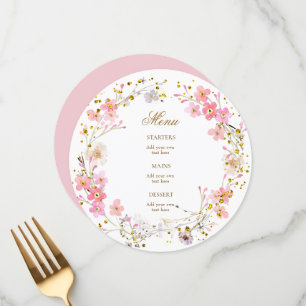 aquarelle fleurs roses menu couronne