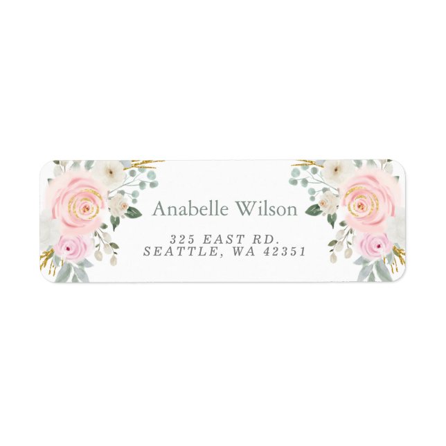 Aquarelle Fleurs Sage Rose Floral (Devant)