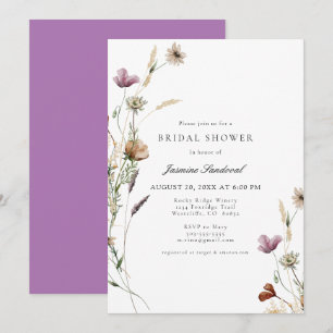 Aquarelle Fleurs sauvages Invitation de douche nup