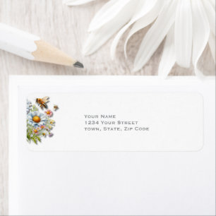 Aquarelle Fleurs Sauvages Mariage Abeille