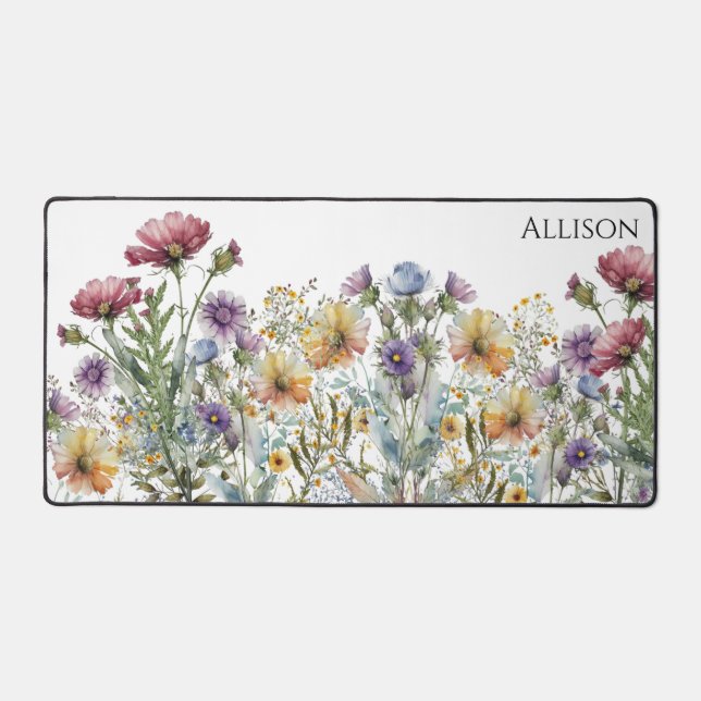 Aquarelle Fleurs sauvages Monogramme jaune rose vi (Recto)