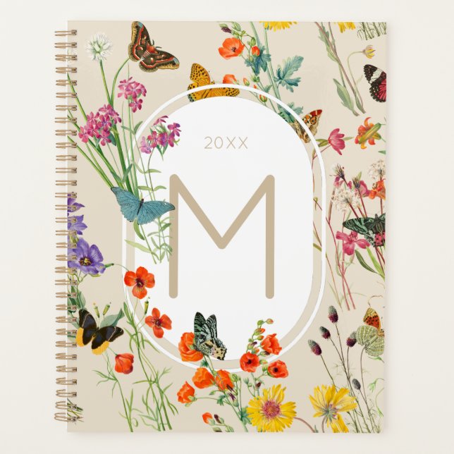 Aquarelle Fleurs sauvages & papillons Jardin Flora (Devant)