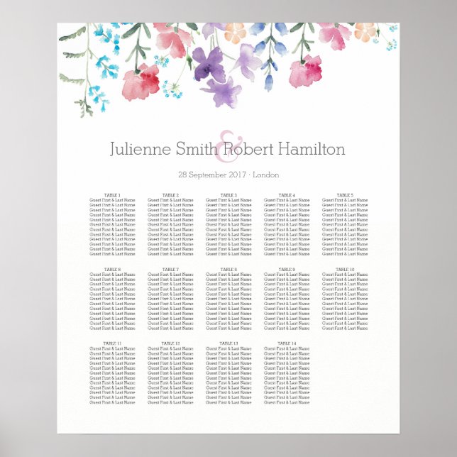 Aquarelle Fleurs sauvages Tableau 14 Tableaux (Devant)