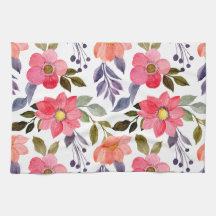 Aquarelle Fleurs Serviette de cuisine