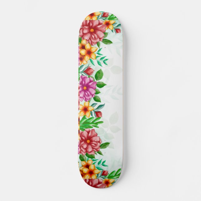 Aquarelle Fleurs Skateboard (Recto)