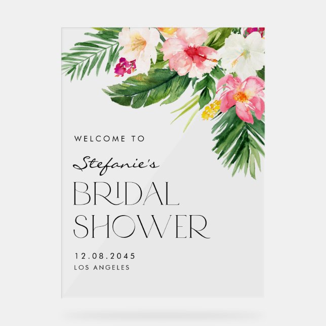 Aquarelle Fleurs tropicales Fête des mariées d'été (Recto)
