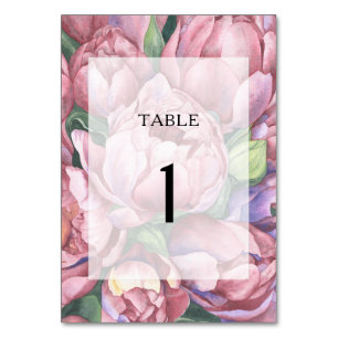Aquarelle fleurs vintages - numéro de table mariag