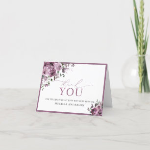 Aquarelle Fleurs violettes 80e anniversaire Merci