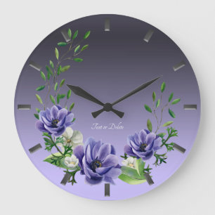 Aquarelle Fleurs violettes Horloge murale