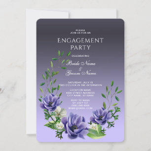 Aquarelle Fleurs violettes Invitation Fiançailles