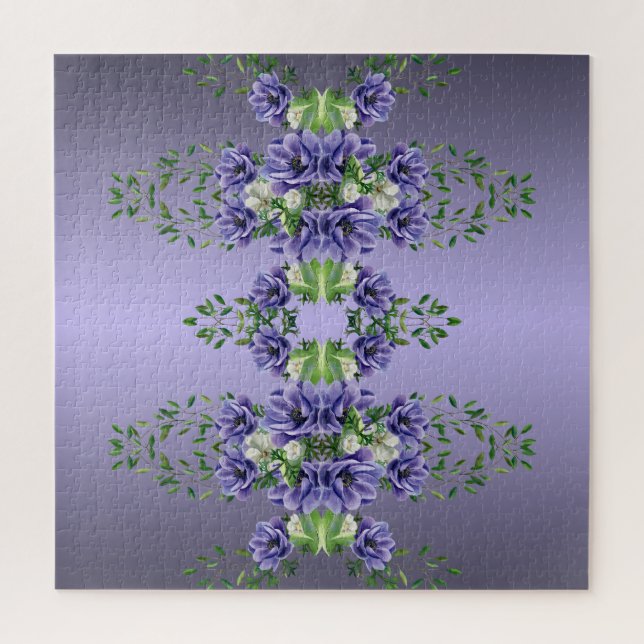 Aquarelle Fleurs violettes Puzzle (Vertical)