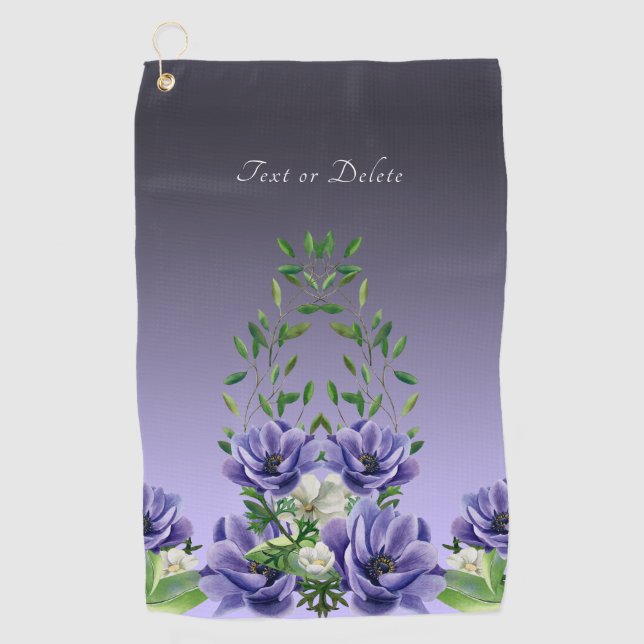 Aquarelle Fleurs violettes Serviette de golf (Devant)