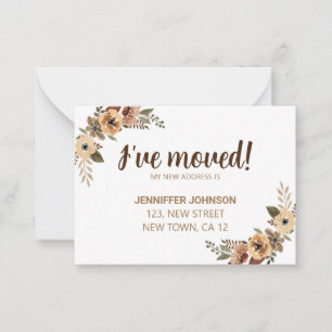 Aquarelle Flora I've Moved Faire-part Card