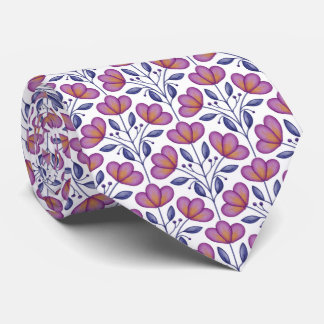 Aquarelle Flora Motif Cravate Blanc