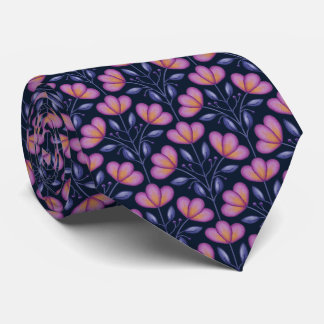 Aquarelle Flora Motif Cravate Marine