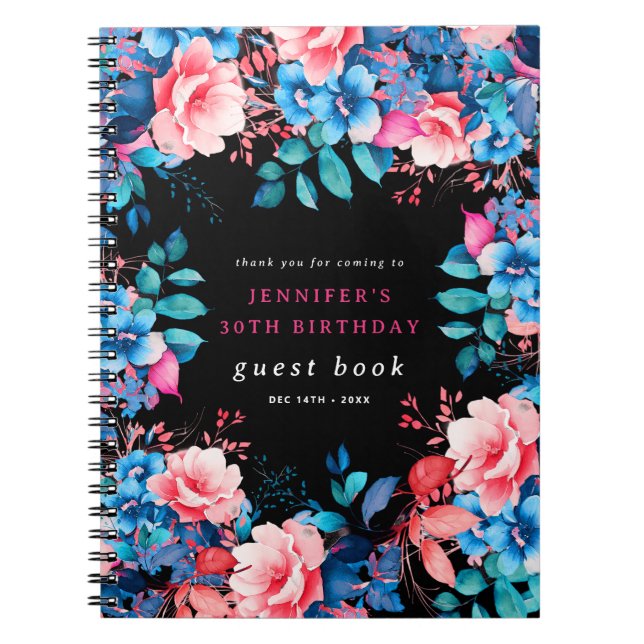 Aquarelle Floral 30e Anniversaire Livre d'hôtes No (Devant)