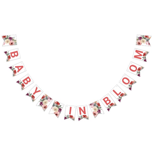 Aquarelle Floral Baby In Bloom Bunting drapeaux (Tout)