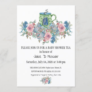 Aquarelle Floral Baby Tea Party Invitation